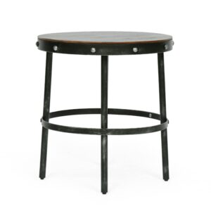 Christopher Knight Home Rivet Side Table, Anitique Gunmetal + Brown Wash