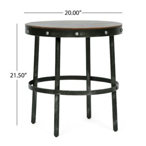 Christopher Knight Home Rivet Side Table, Anitique Gunmetal + Brown Wash