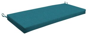 honeycomb indoor/outdoor textured solid teal bench cushion: recycled fiberfill, weather resistant, reversible, comfortable and stylish patio cushion: 44" w x 18.5" d x 3" t