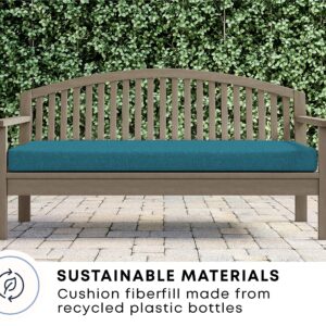 Honeycomb Indoor/Outdoor Textured Solid Teal Bench Cushion: Recycled Fiberfill, Weather Resistant, Reversible, Comfortable and Stylish Patio Cushion: 44" W x 18.5" D x 3" T