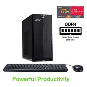 Acer Aspire TC-391-UR12 Desktop, AMD Ryzen 5 4600G Hexa-Core Processor, AMD Radeon Graphics, 12GB DDR4, 512GB NVMe M.2 SSD, 8X DVD, Wi-Fi 5, Windows 10 Home