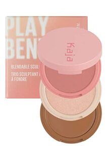 kaja 3-in-1 blendable sculpting trio - play bento | with mango seed butter, cream bronzer, powder blush, and highlighter, 01 butter up