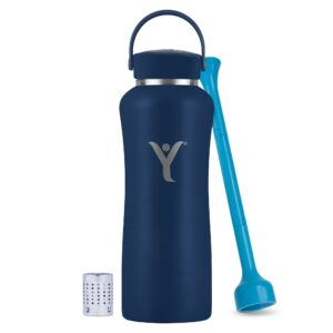 dyln 40 oz alkaline water bottle | creates premium water up to 9+ ph | keeps cold for 24 hours | vacuum insulated 316 stainless steel | wide mouth cap | galaxy blue, 40 oz (1.2 l)