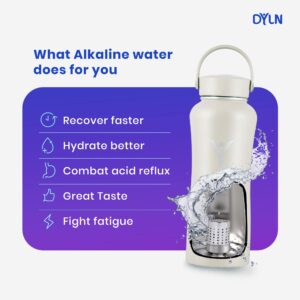 DYLN 40 oz Alkaline Water Bottle | Creates Premium Water up to 9+ pH | Keeps Cold for 24 Hours | Vacuum Insulated 316 Stainless Steel | Wide Mouth Cap | Galaxy Blue, 40 oz (1.2 L)