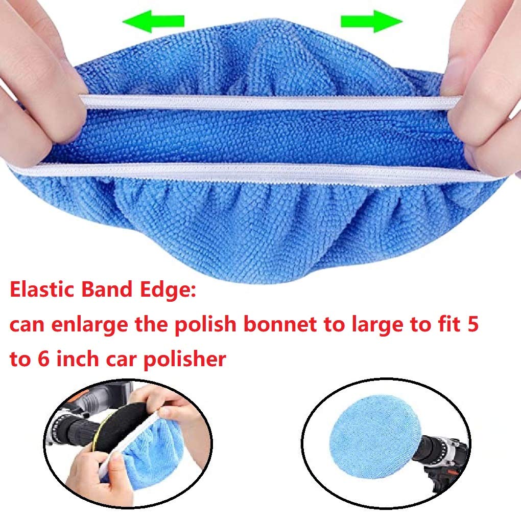 Buffer Bonnets for 5 to 6 inch, 8pcs Buffing Pads Bonnets, Polishing Bonnets 5-6 inch, Buffing Bonnets, Microfiber Bonnets, for 5-6inch Orbital Buffer Polisher (5-6inch-8pcs 4colors)