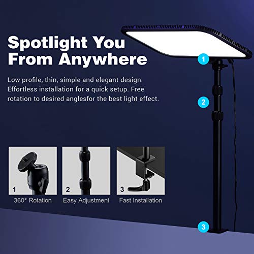 Godox ES45 Key Light,LED Video Light with Extendable Desk Stand,2.4G Wireless Control,0-100% Brightness & 2800-6500K Color Temperature,E-Sports LED Light Kit for Streaming,Zoom Calls, YouTube,Tiktok