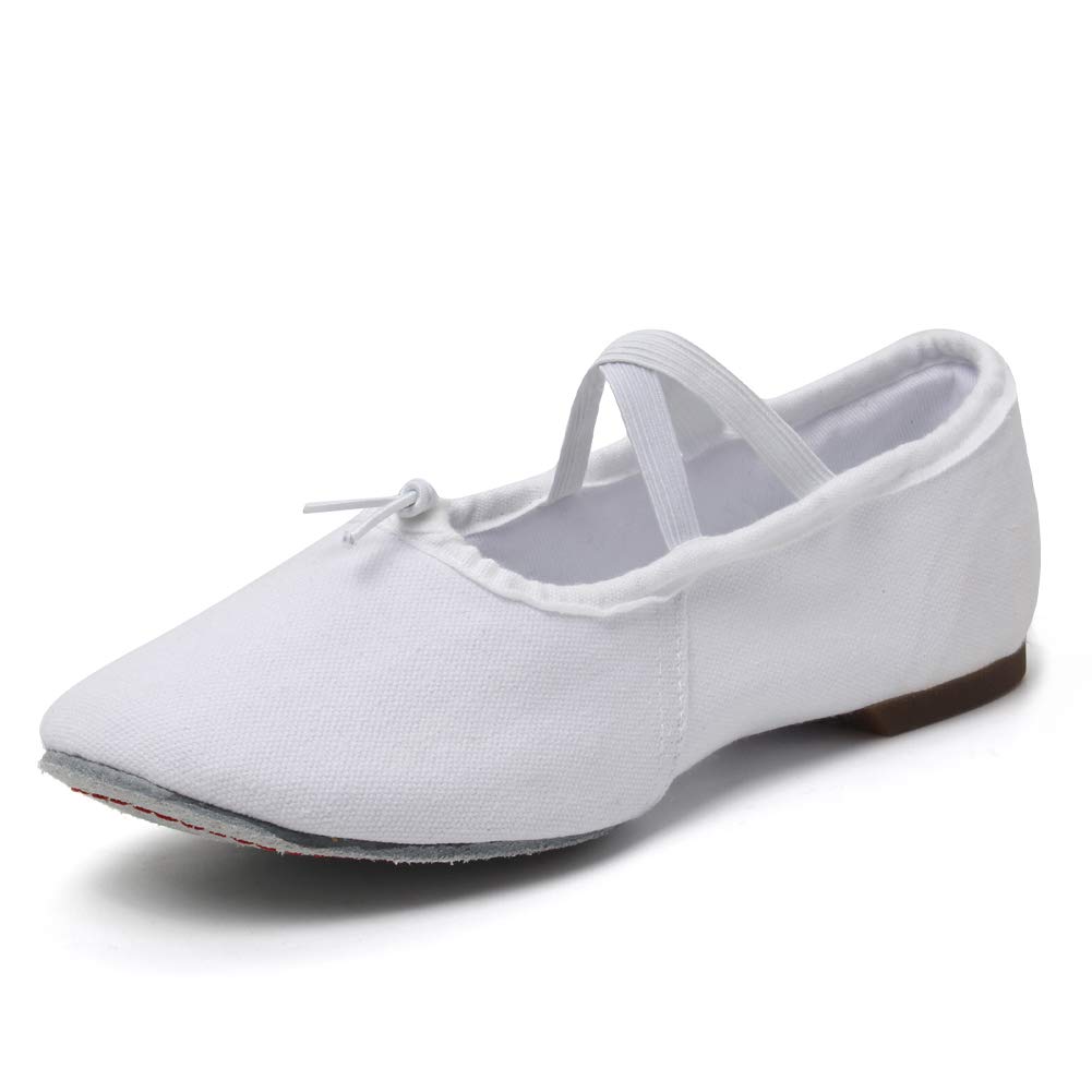 SWDZM Women's Latin Dance Shoes Close Toe Canvas Ballroom Tango Yoga Teaching Practice Dancing Shoes,White,WZJ US 8.5