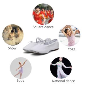 SWDZM Women's Latin Dance Shoes Close Toe Canvas Ballroom Tango Yoga Teaching Practice Dancing Shoes,White,WZJ US 8.5