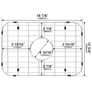 LQS Stainless Steel Sink Protectors, Kitchen Sink Grid 18 7/8" x 12 5/8" with Center Drain Hole for Single Sink Bowl, Sink Protector, Kitchen Sink Grate, Sink Bottom Grid