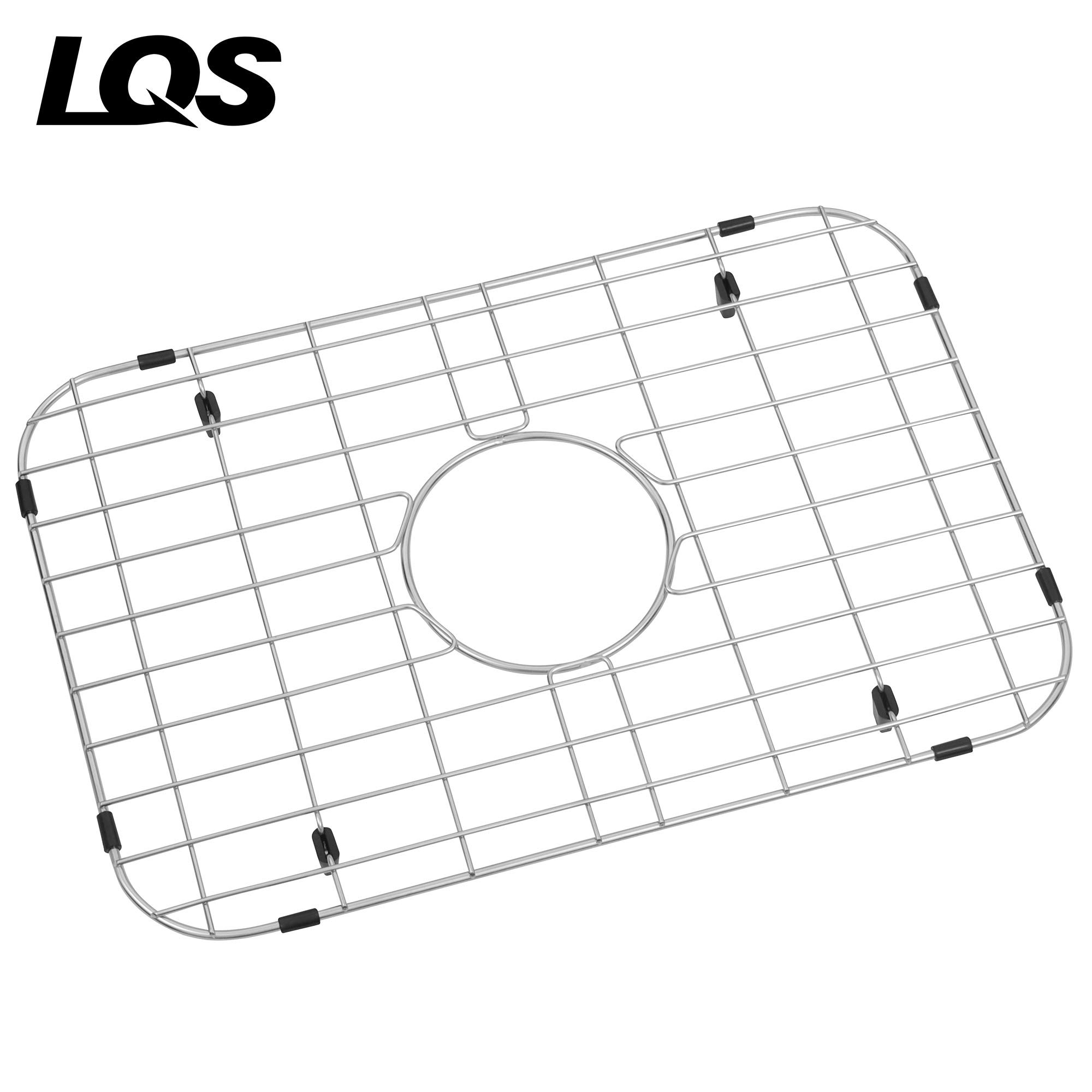 LQS Stainless Steel Sink Protectors, Kitchen Sink Grid 18 7/8" x 12 5/8" with Center Drain Hole for Single Sink Bowl, Sink Protector, Kitchen Sink Grate, Sink Bottom Grid