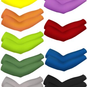 9 Pairs UV Protection Sleeves Cooling Sleeves Long Arm Covers Arm Sleeves for Men and Women (Bright Colors)