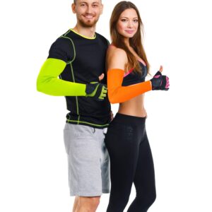 9 Pairs UV Protection Sleeves Cooling Sleeves Long Arm Covers Arm Sleeves for Men and Women (Bright Colors)