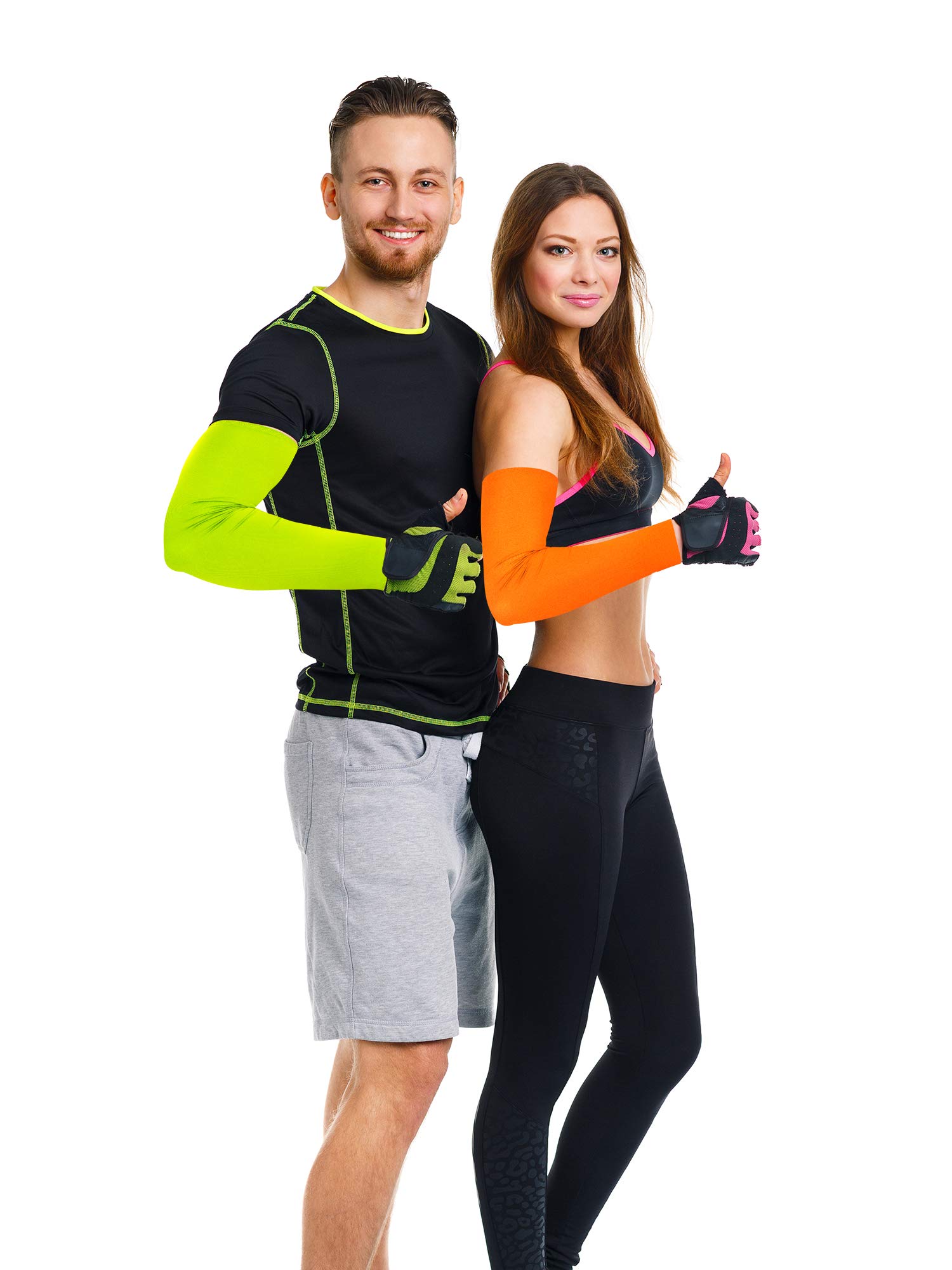 9 Pairs UV Protection Sleeves Cooling Sleeves Long Arm Covers Arm Sleeves for Men and Women (Bright Colors)