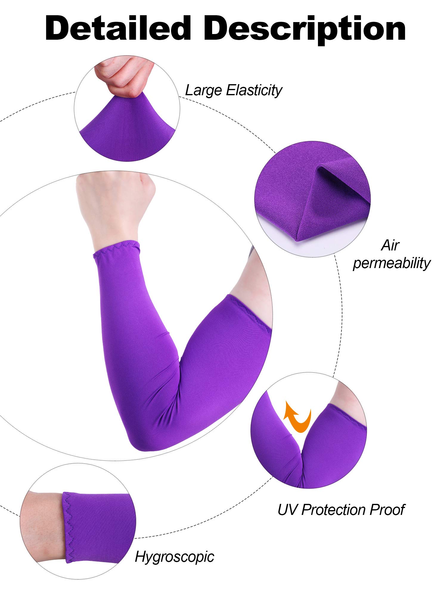 9 Pairs UV Protection Sleeves Cooling Sleeves Long Arm Covers Arm Sleeves for Men and Women (Bright Colors)