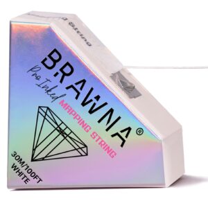 brawna [ upgraded version ] 30 meters white brow mapping string for eyebrow measuring - microblading supplies - pmu kit - pre inked mapping thread