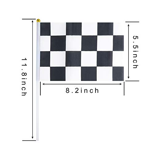 Kind Girl 50 Pack Checkered Flag Racing Flag Hand Held Stick Flags, Black & White Checkered Flag Racing Pennant Banner Flags,Decorations Supplies for Racing,Race Car Party,Sport Events,Kids Birthday