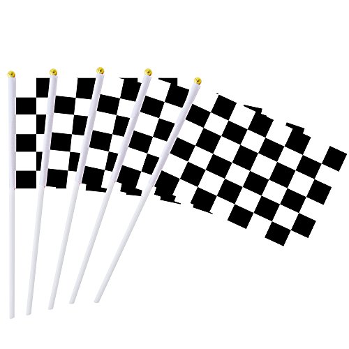 Kind Girl 50 Pack Checkered Flag Racing Flag Hand Held Stick Flags, Black & White Checkered Flag Racing Pennant Banner Flags,Decorations Supplies for Racing,Race Car Party,Sport Events,Kids Birthday