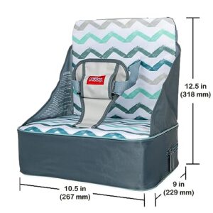 Nuby Easy Go Booster Seat - Travel Booster Seat for Babies and Toddlers - Holds Up To 50 Pounds - 9+ Months - Gray Chevron