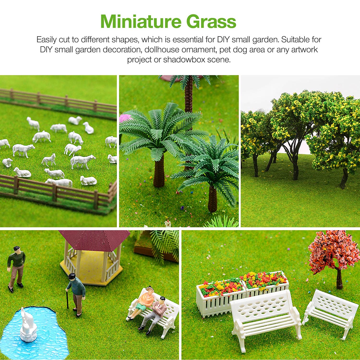 10Pcs Fairy Artificial Grass Miniature, Artificial Garden Grass Diorama Supplies, 6 x 6 Inches Miniature Artificial Craft Grass Plastic Grass Mat Crafts Dollhouse DIY Grass Garden Miniatures