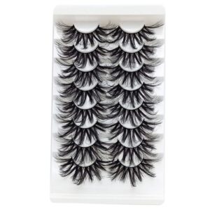 TEESTOU False Eyelashes 25MM Mink Lashes Strip Long Big Thick Fake Eyelashes Wispy Fluffy Halloween Eyelashes Pack 8 Pairs