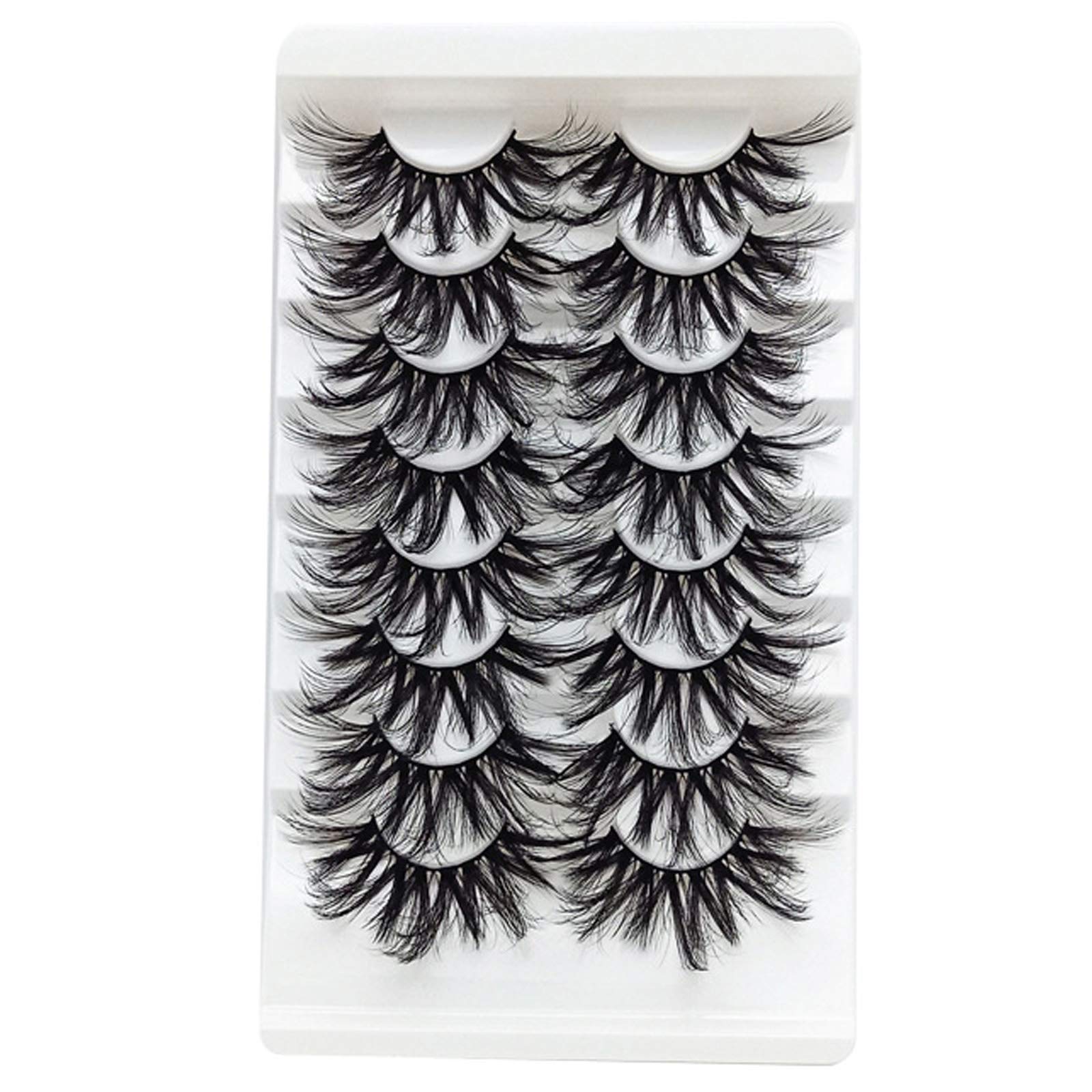 TEESTOU False Eyelashes 25MM Mink Lashes Strip Long Big Thick Fake Eyelashes Wispy Fluffy Halloween Eyelashes Pack 8 Pairs