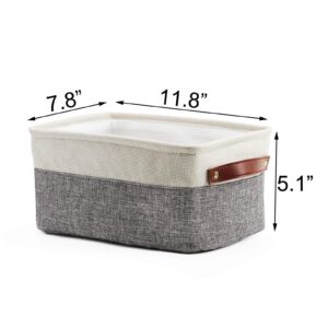 HNZIGE Small Storage Baskets for Organizing(6 Pack) Fabric Baskets for Shelves, Closets, Laundry, Nursery, Decorative Baskets for Gifts Empty (White&Gray, 11.8" x 7.8" x 5.1")