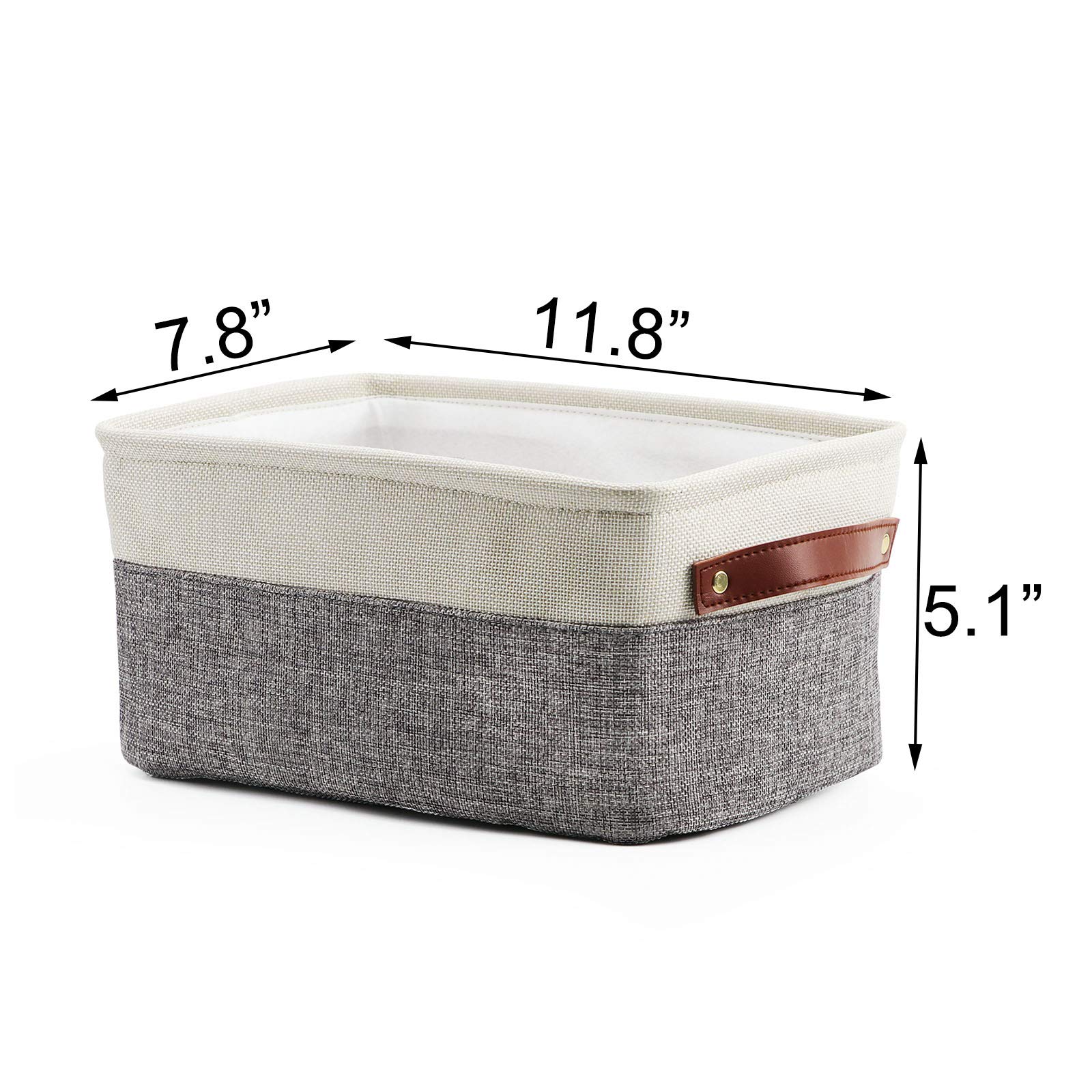 HNZIGE Small Storage Baskets for Organizing(6 Pack) Fabric Baskets for Shelves, Closets, Laundry, Nursery, Decorative Baskets for Gifts Empty (White&Gray, 11.8" x 7.8" x 5.1")