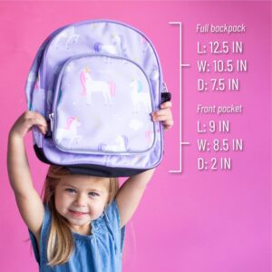 Wildkin 12 Inch Kids Backpack Bundle with Water Bottle (Unicorn)