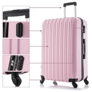 Fridtrip 4 Piece Luggage Sets Hard Shell Lightweight ABS Luggage Suitcase with Durable Spinner Wheels 16" 20" 24" 28" (Pink)