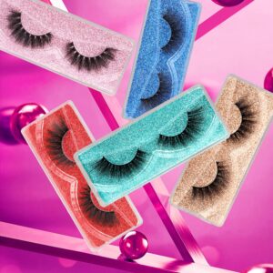 False Eyelashes Wispy 18mm Natural 3D Faux Mink Lashes Pack 10 Pairs 10 Styles Mixed Soft Reusable Fake Eyelashes Bulk with Glitter Portable Boxes