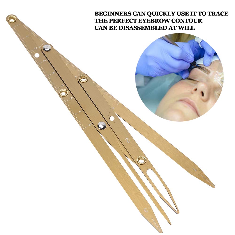 Eyebrow Ruler, Eyebrow Stencil Microblading Tattoo Eyebrow Ruler Golden Ratio Makeup Symmetrical Tool Accessory (golden)