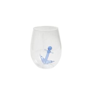two's company anchors away stemless wine glass