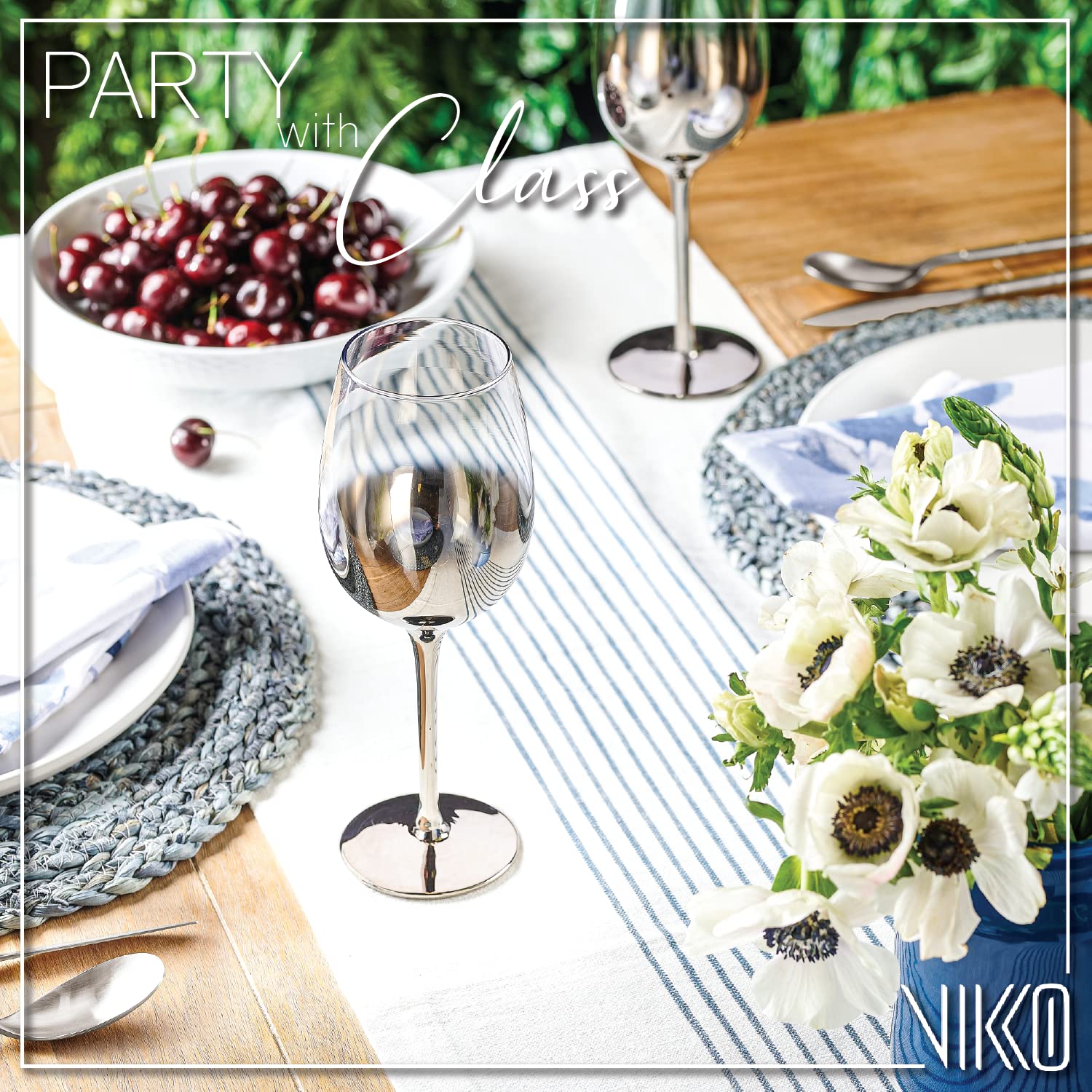 Vikko Décor Silver Wine Glasses: 11 Oz Fancy Wine Glasses With Stem For Red And White Wine- Thick And Durable Wine Glass- Dishwasher Safe - Great For Wine Tasting- Set Of 6 Decorative Goblets