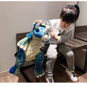 aporake 3D Dinosaur Backpack, Plush Dinosaur Zipper Backpack, Adjustable Straps Cartoon Animal Schoolbag, Great Gifts for Kids (Blue, 60cm)