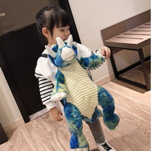 aporake 3D Dinosaur Backpack, Plush Dinosaur Zipper Backpack, Adjustable Straps Cartoon Animal Schoolbag, Great Gifts for Kids (Blue, 60cm)