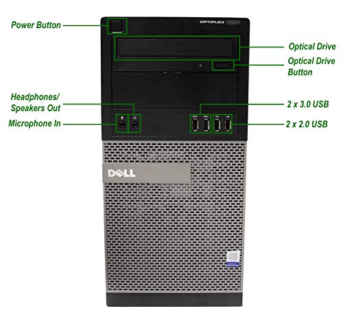 Dell OptiPlex 9020 Tower Computer Desktop PC, Intel Core i7-4970K 4.00GHz, 16GB Ram, 256 M.2 SSD, 2TB HDD, WiFi | Bluetooth, DVD Drive, Nvidia GeForce GT 1030 2GB DDR5, Windows 10 Pro (Renewed)