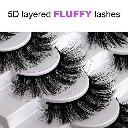 JIMIRE Faux Mink Lashes Fluffy Wispy False Eyelashes Luxury Soft Cat-Eye Lashes Pack 8 Pairs…