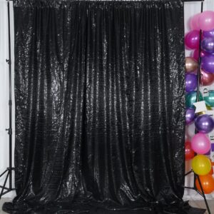 Poise3EHome 6Ft x 8Ft Black Sequin Backdrop, Glitter Thick Satin Background Drapes, Sparkly Opaque Photography Curtain, Sequence Xmas Thanksgiving Backdrop for Wedding Party Holiday Festival Decor