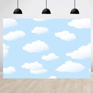 Blue Sky White Cloud Backdrop Birthday Party Backdrops Kids Photography Background Shooting Studio Props 7x5ft