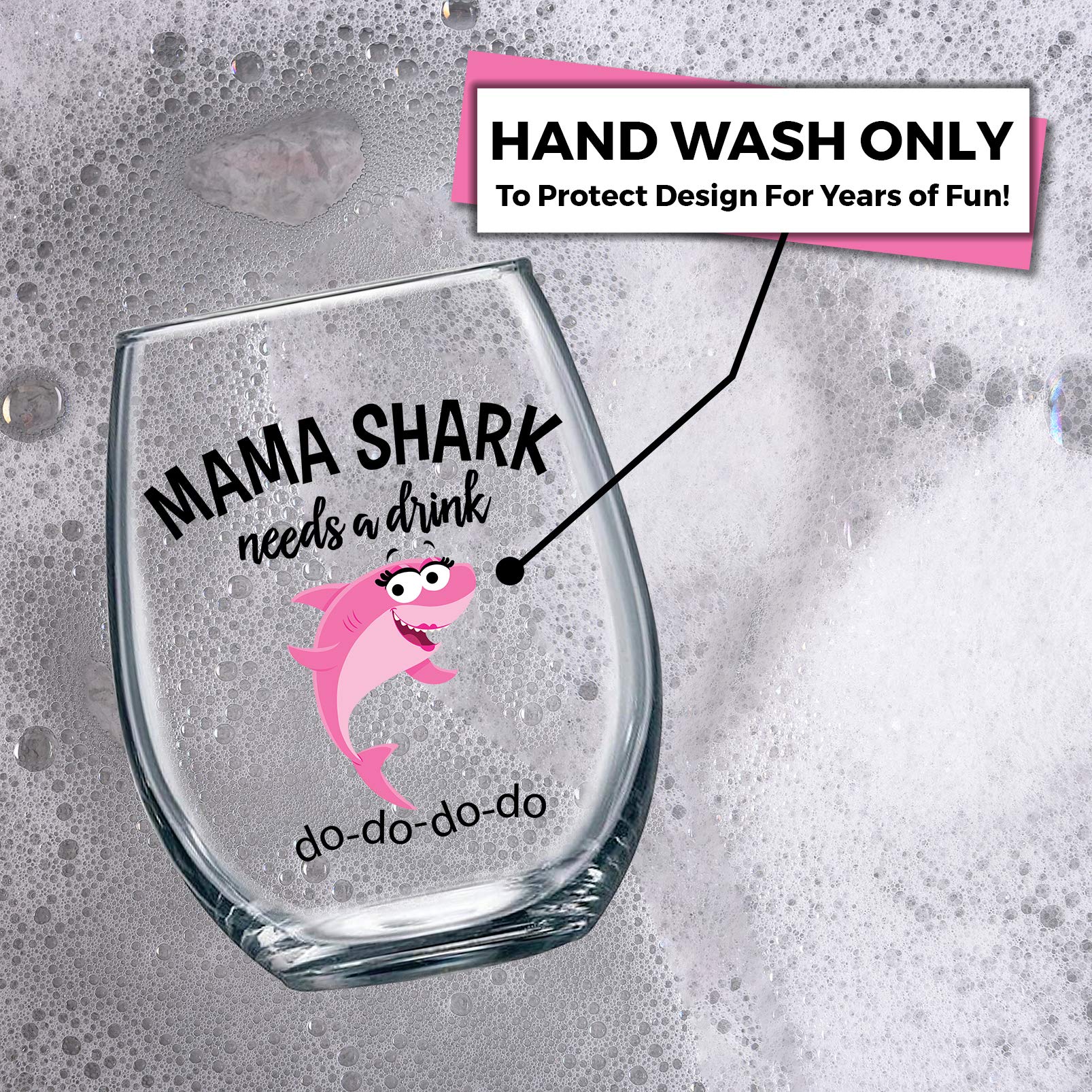 Vine Country Grandma Shark Needs a Drink Funny Wine Glass - Gift For Birthdays, Mother's Day, Christmas, Holidays or Just Because - Stemless