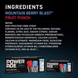 POWERADE Sports Freezer Bars, Giant Sized 5.5 oz Refreshing Ice Pops with Electrolytes B Vitamins – Naturally Flavored with other Natural Flavors, Mountain Berry Blast and Fruit Punch, 45 Total