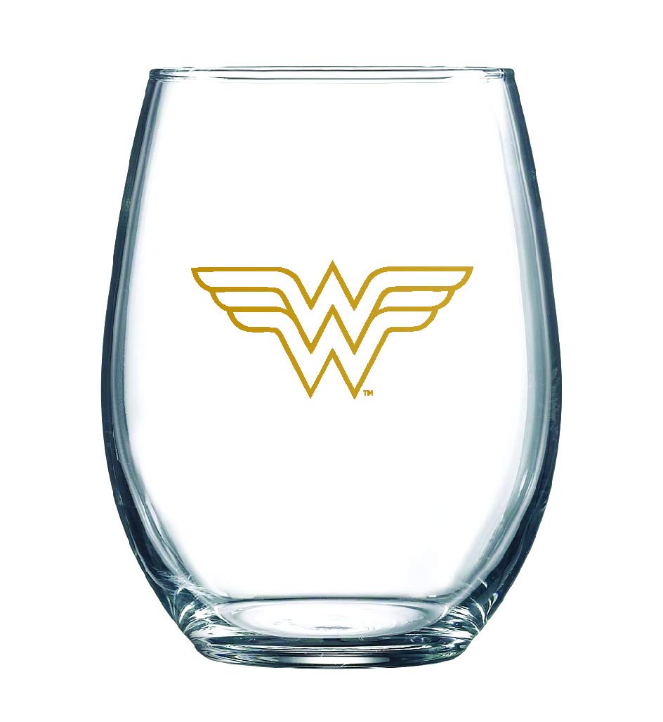 Wonder Woman Stemless Wine Glasses - 17 oz. Capacity - Set of 2 Glasses