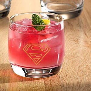 Superman Whiskey Glasses - 10 oz. Capacity - Set of 2 Glasses - Sturdy Base