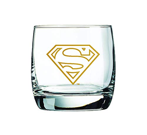 Superman Whiskey Glasses - 10 oz. Capacity - Set of 2 Glasses - Sturdy Base