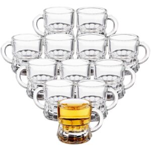 okuna outpost 12 pack 1 oz mini beer mug shot glasses with handles for party, birthday (1.57 x 1.9 in)
