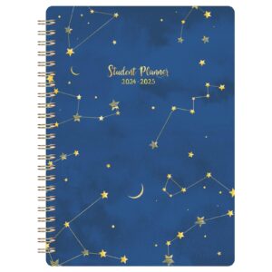 student planner 2024-2025 - school planner, jul 2024 - jun 2025, 6.3" x 8.4", monthly weekly planner/agenda, thick paper + holidays + 3-hole punched + twin-wire binding, stickers, blue