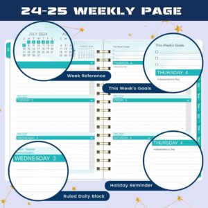 Student Planner 2024-2025 - School Planner, JUL 2024 - JUN 2025, 6.3" x 8.4", Monthly Weekly Planner/Agenda, Thick Paper + Holidays + 3-Hole Punched + Twin-Wire Binding, Stickers, Blue