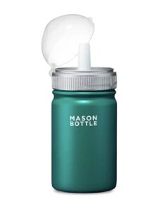 mason bottle stainless steel mason bottle straw cup, light-weight, single-wall - includes 1 stainless steel mason jar, 1 ring & cap, 1 straw top (green)