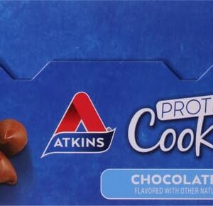 Atkins Chocolate Chip Protein Cookie, Protein Dessert, Rich in Fiber, 3g Net Carb, 1g Sugar, Keto Friendly, 4 Count