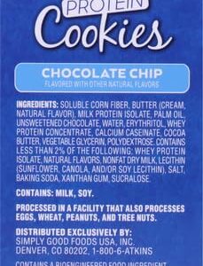 Atkins Chocolate Chip Protein Cookie, Protein Dessert, Rich in Fiber, 3g Net Carb, 1g Sugar, Keto Friendly, 4 Count